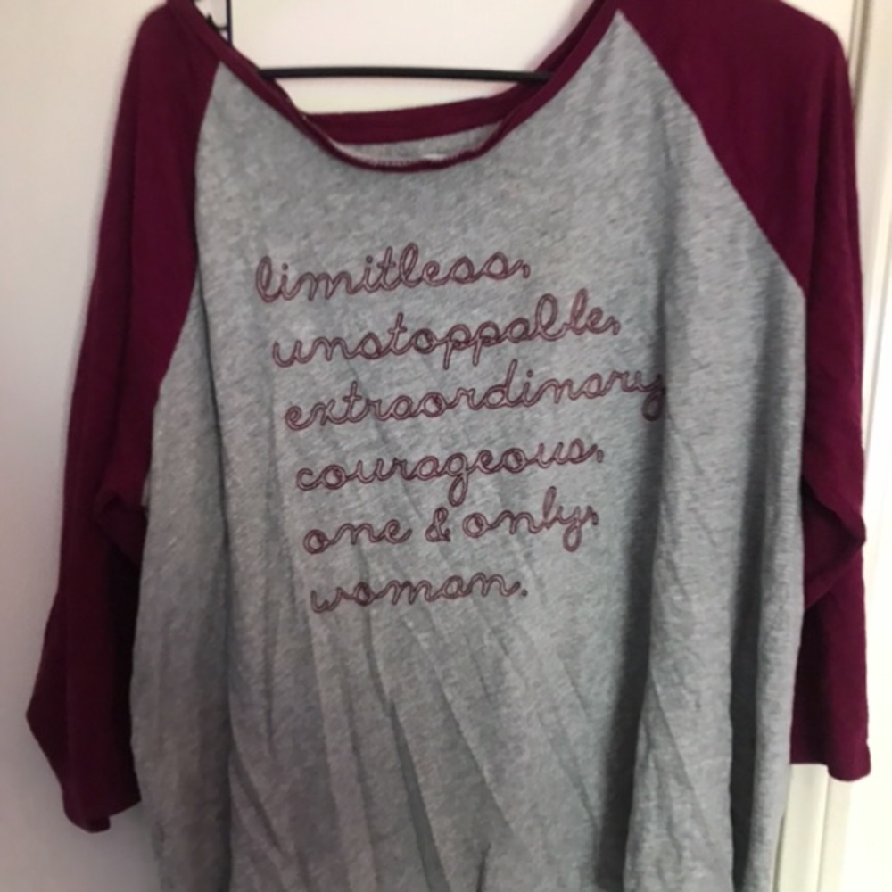 Magenta and grey Long sleeve baseball T-shirt